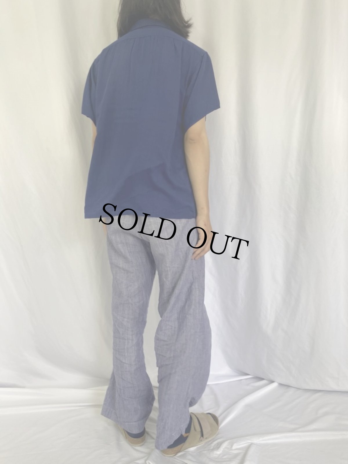 画像4: 50's ARROW USA製 レーヨンギャバジン オープンカラーシャツ (4)