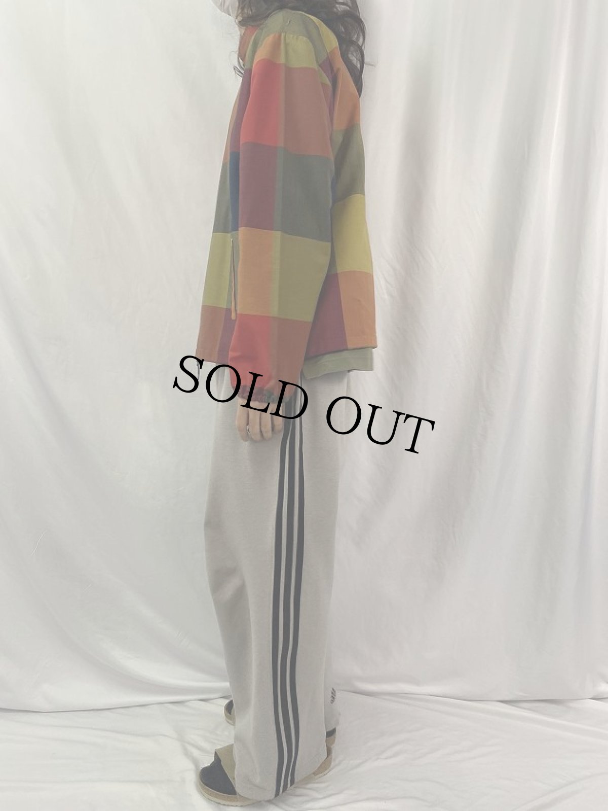 画像3: 60's TOWNCRAFT マルチカラー ブロックチェック柄 スタンドカラージップブルゾン L (3)