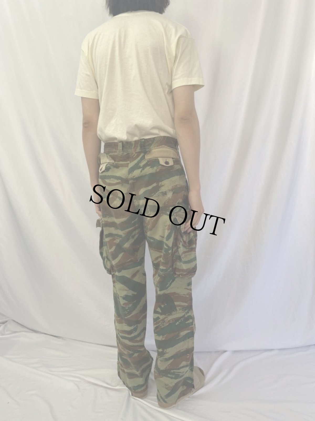 画像4: 60's FRENCH ARMY M-47 リザードカモ ヘリンボーンツイル カーゴパンツ W31 (4)