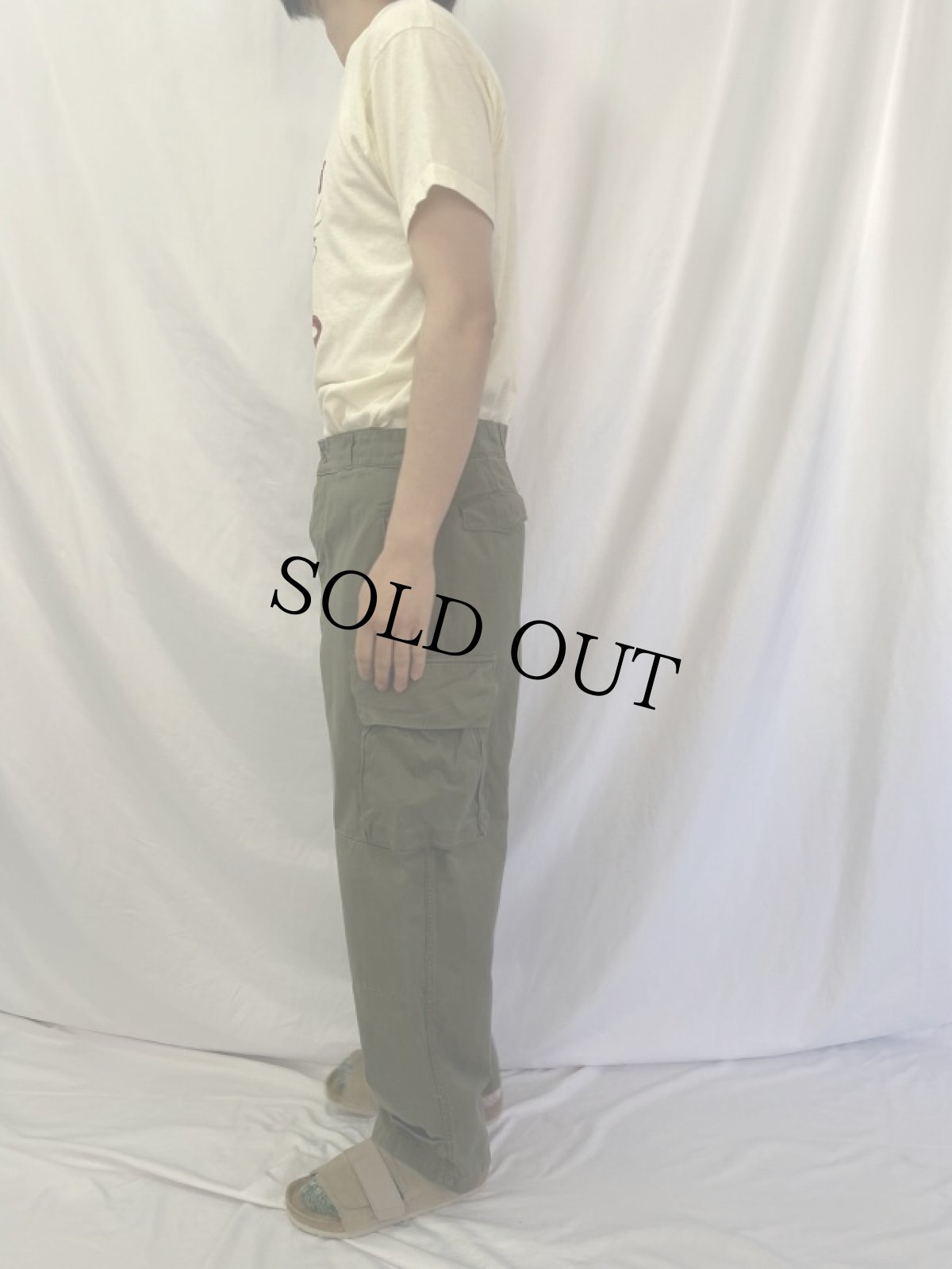 画像3: 60's FRENCH ARMY M-47後期 ヘリンボーンツイル カーゴパンツ W33 (3)