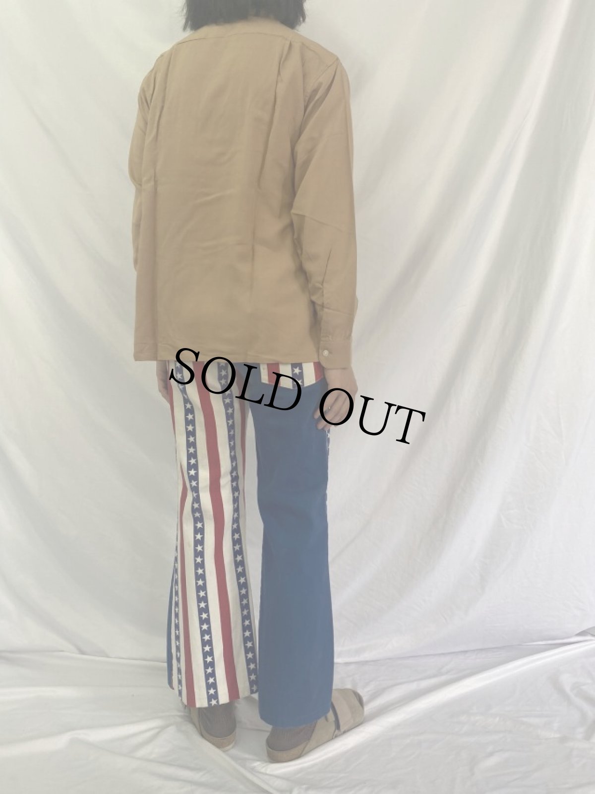 画像4: 70's 星条旗モチーフ柄 フレアパンツ W30 (4)