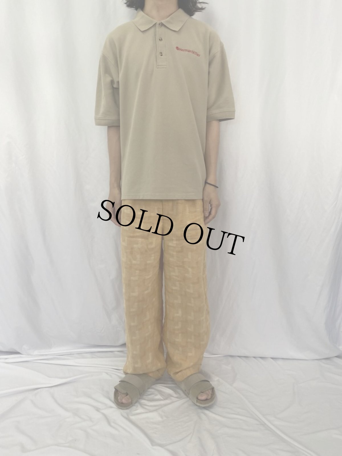 画像2: Herman Miller インテリアメーカー ロゴ刺繍ポロシャツ XL (2)