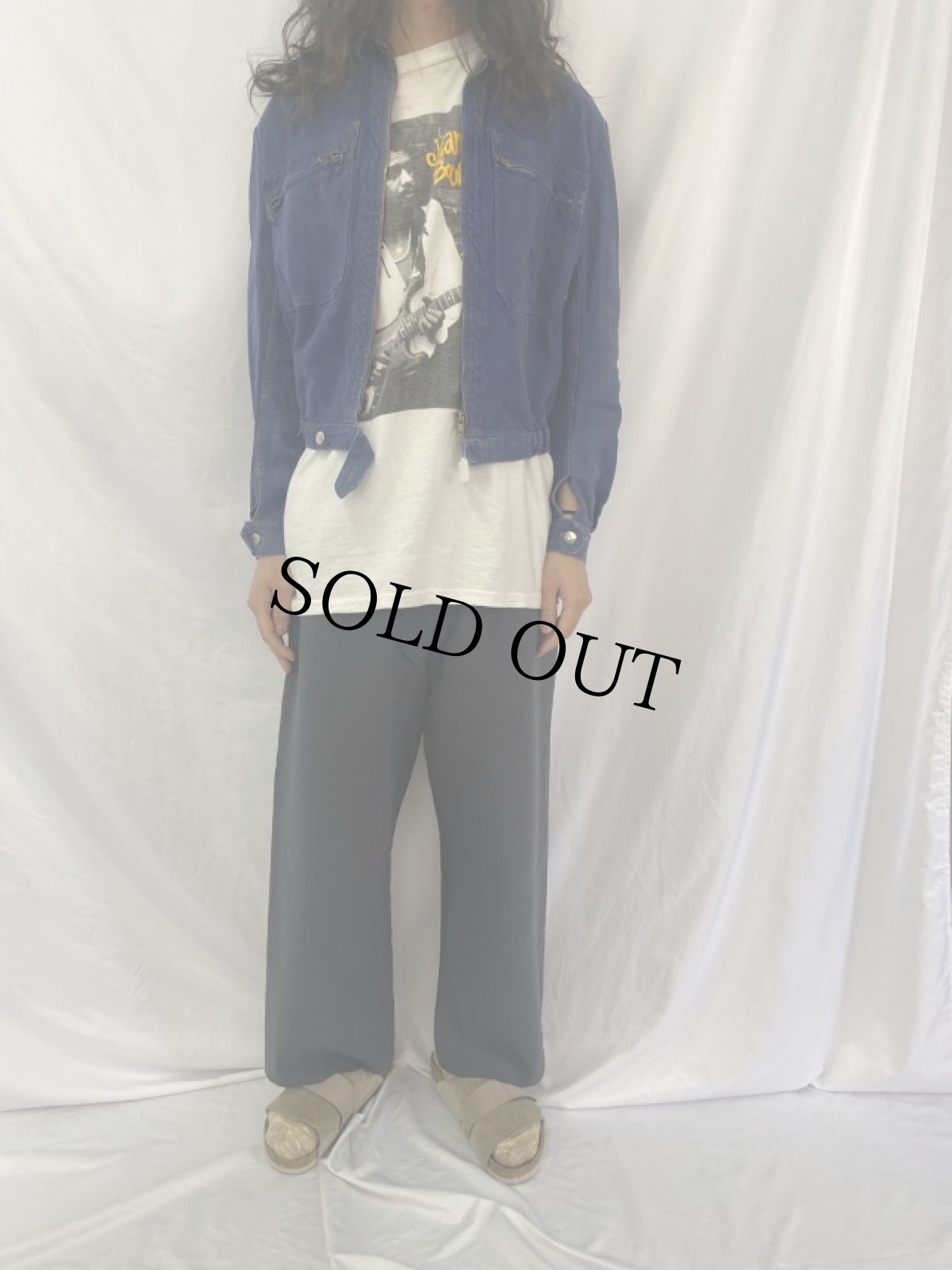 画像2: 60〜70's EURO AU MOLINEL コットンツイル ジップワークジャケット (2)