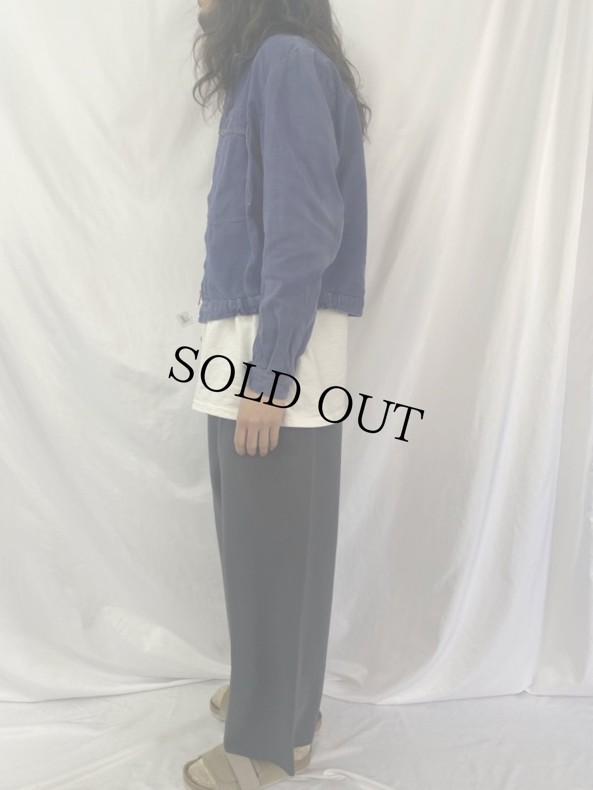 画像3: 60〜70's EURO AU MOLINEL コットンツイル ジップワークジャケット (3)