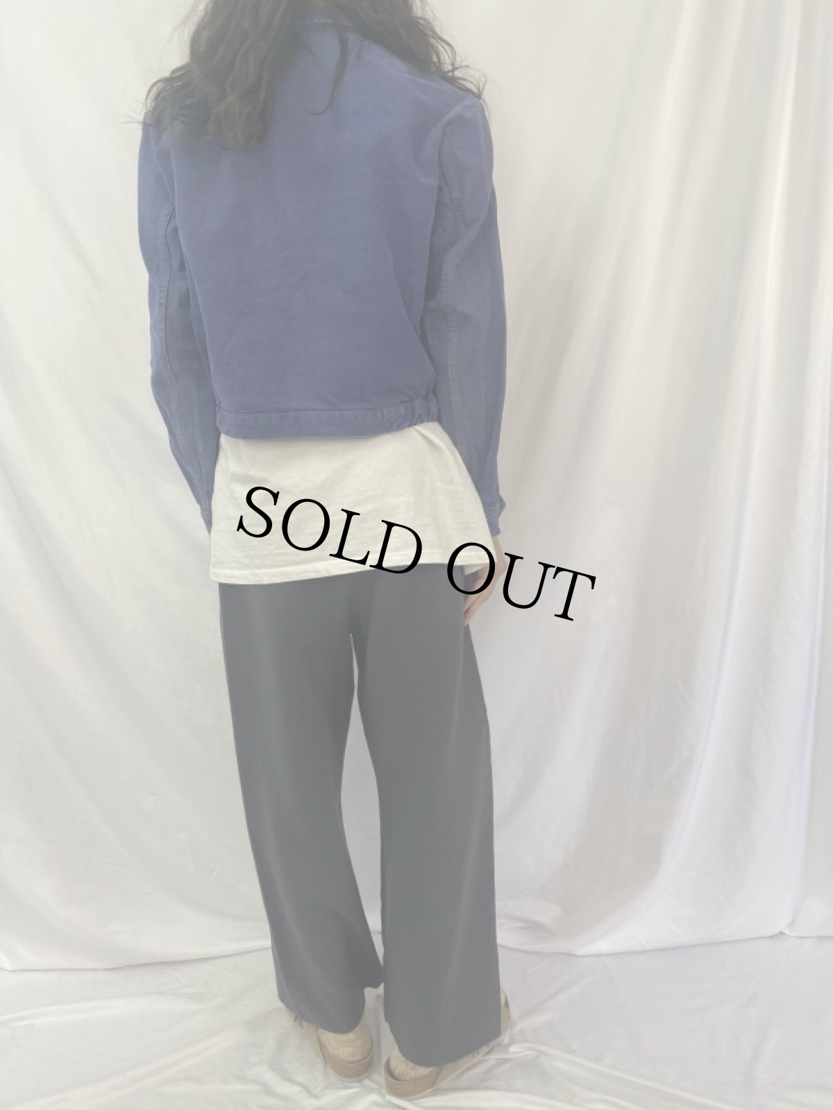 画像4: 60〜70's EURO AU MOLINEL コットンツイル ジップワークジャケット (4)