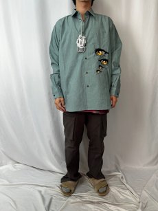 画像2: 【SALE】  CULTURES "CRAFTMAN EYES SHIRT" BLACK L (2)