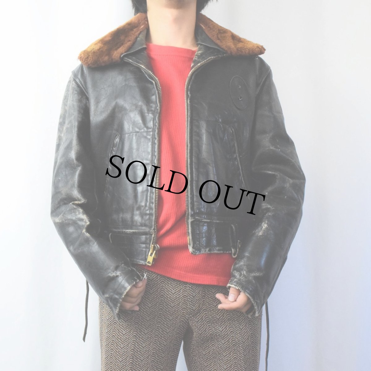 画像2: 60〜70's CAL LEATHER "California Highway Patrol" CHP シングルライダースジャケット BLACK (2)