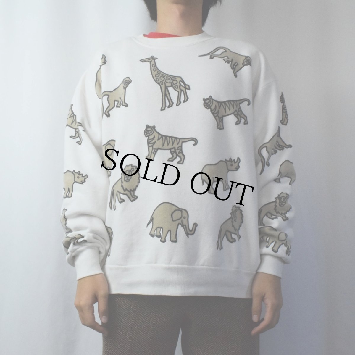 画像2: 90's MICHIGAN RAG CO. USA製 "Animals" 動物柄スウェット L (2)