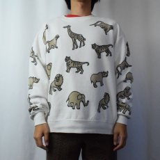 画像2: 90's MICHIGAN RAG CO. USA製 "Animals" 動物柄スウェット L (2)