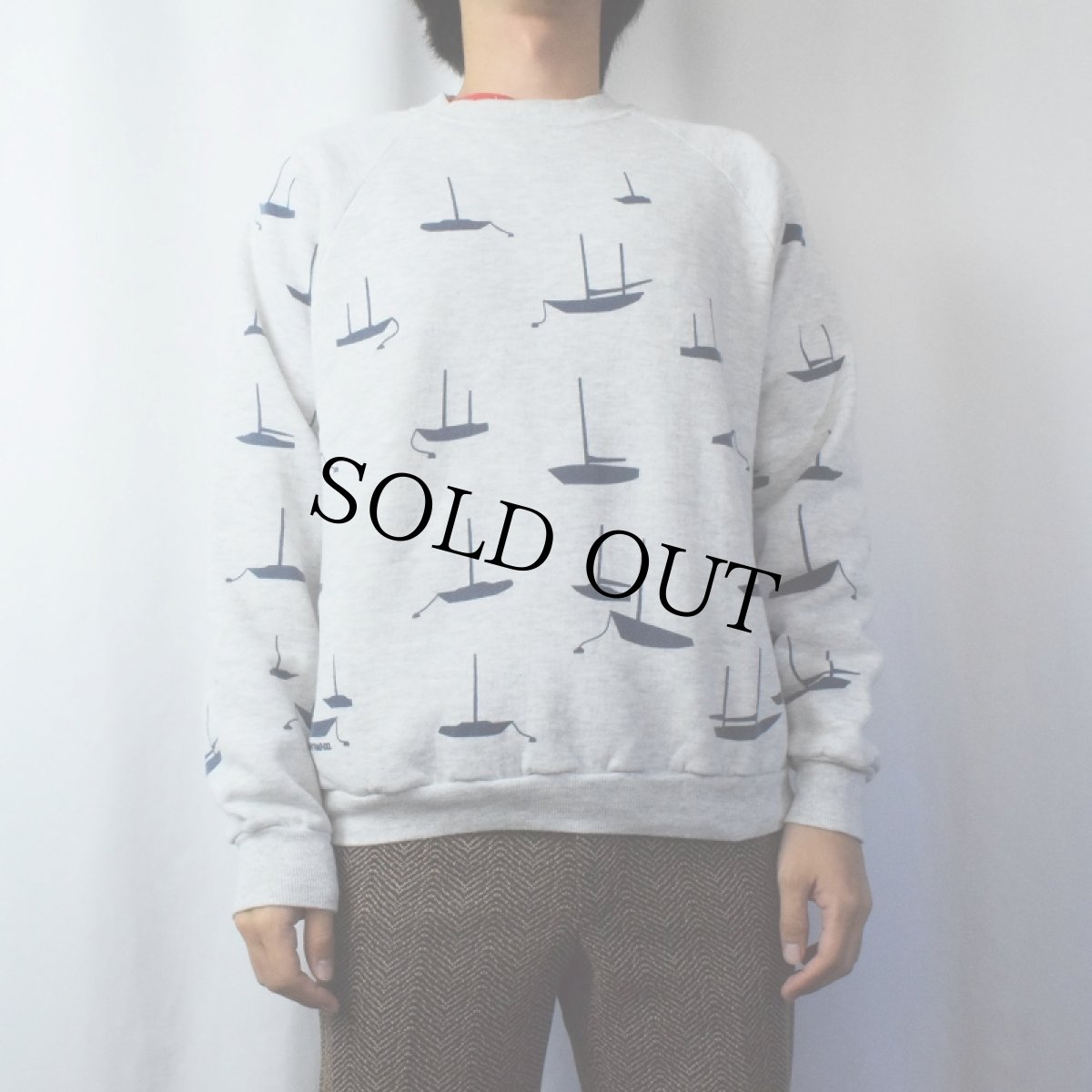 画像2: 80〜90's MICHIGAN RAG CO. USA製 "Sailboat" ヨット柄スウェット L (2)