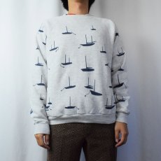 画像2: 80〜90's MICHIGAN RAG CO. USA製 "Sailboat" ヨット柄スウェット L (2)