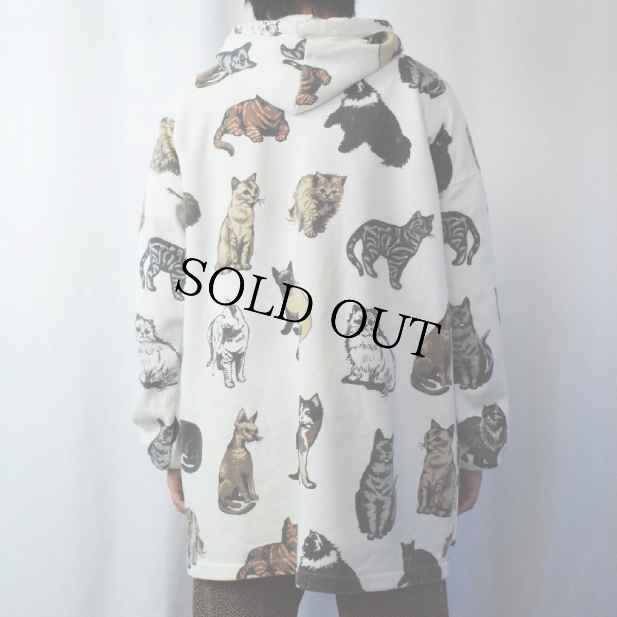 画像3: 80〜90's MICHIGAN RAG CO. USA製 "CAT" 猫柄スウェットパーカー S/M (3)