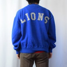 画像4: 50〜60's SAND KNIT "LIONS" フェルトパッチ付き ハーフジップニットセーター SIZE48 (4)