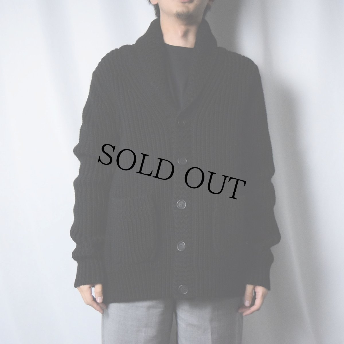 画像2: BURBERRY BRIT ショールカラー メリノウールニットカーディガン BLACK XL (2)