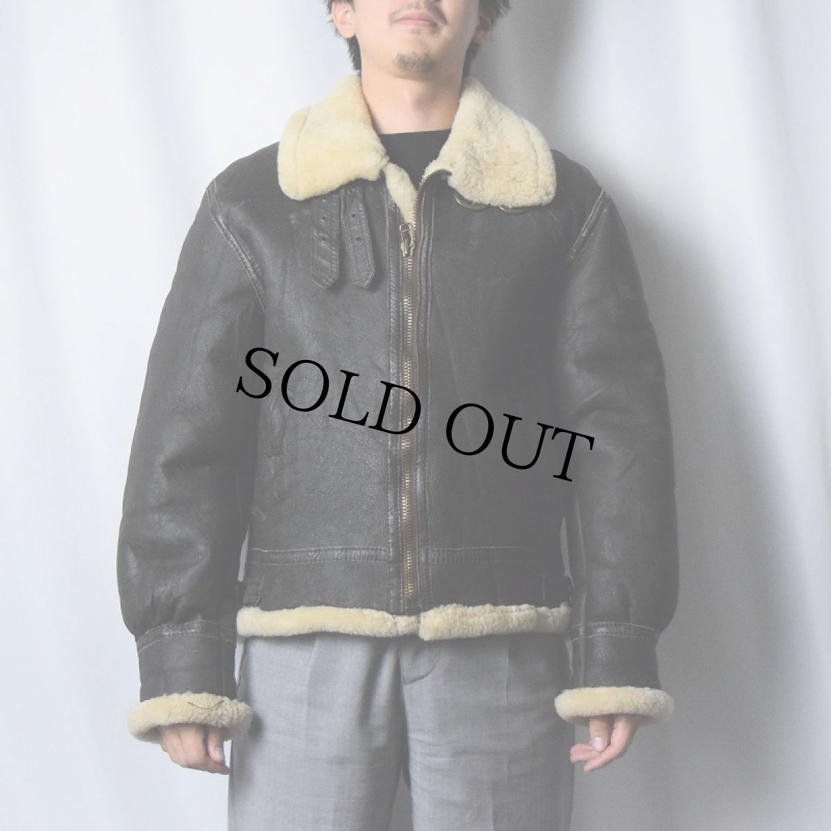 画像2: [お客様お支払い処理中]民間品 B-3 TYPE ムートンフライトジャケット BROWN XL (2)
