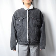 画像2: 80〜90's Levi's USA製 ブラックデニムボアジャケット XL (2)