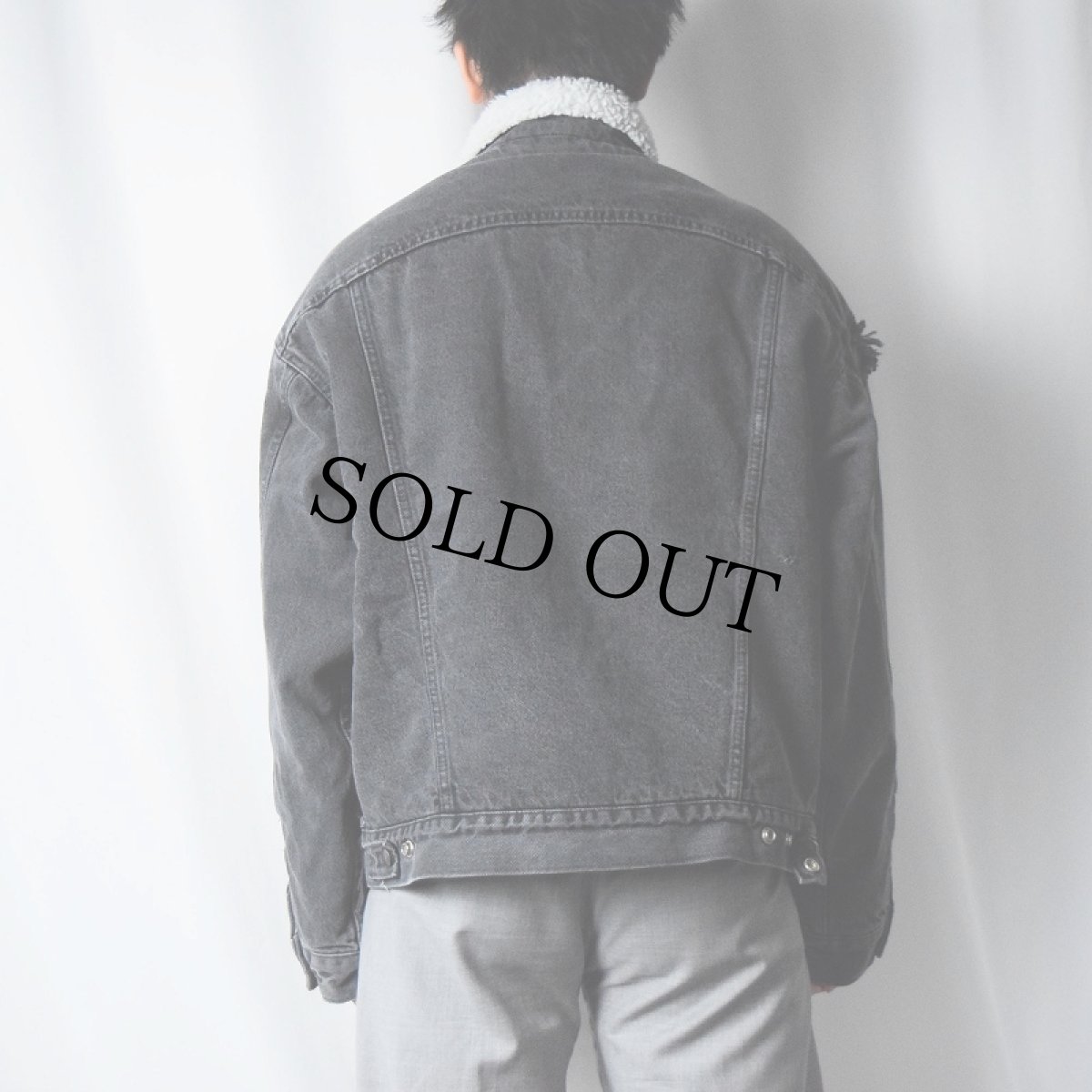 画像3: 80〜90's Levi's USA製 ブラックデニムボアジャケット XL (3)