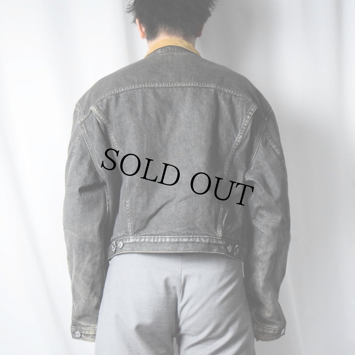 画像3: 80's Levi's ショート丈 ブランケットライナー ブラックデニムジャケット L (3)