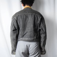 画像3: 80's Levi's ショート丈 ブランケットライナー ブラックデニムジャケット L (3)