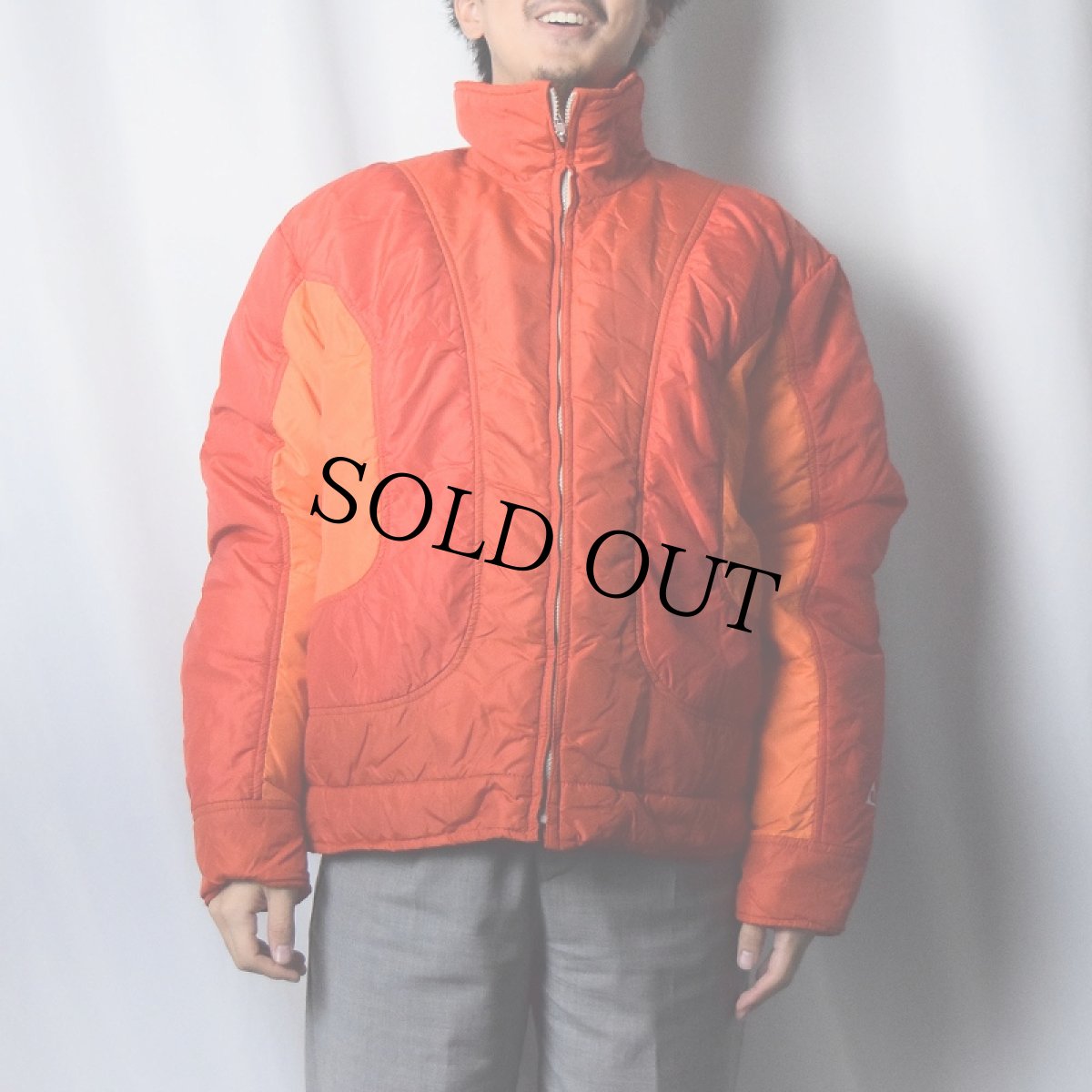 画像2: 80's GERRY USA製 ロゴ刺繍 ナイロンダウンジャケット L (2)