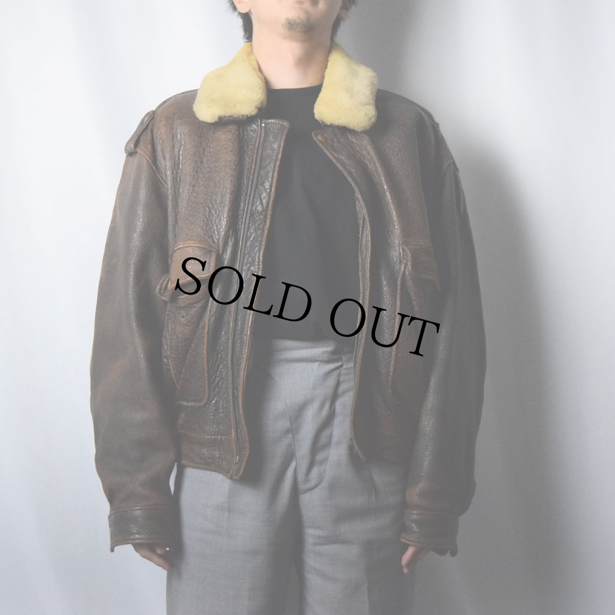 画像2: ボアライナー付き レザージャケット L (2)