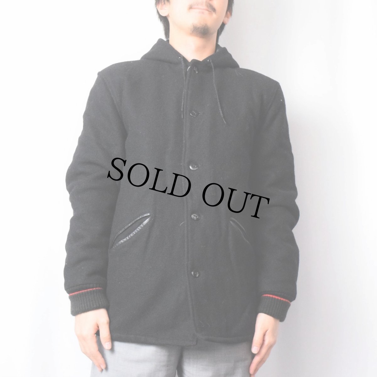 画像2: 80's BUTWIN USA製 キルティングライナー ウールメルトンジャケット BLACK (2)