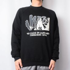 画像2: 90's USA製 "'93 JAZZ IN JANUARY" プリントスウェット BLACK L (2)