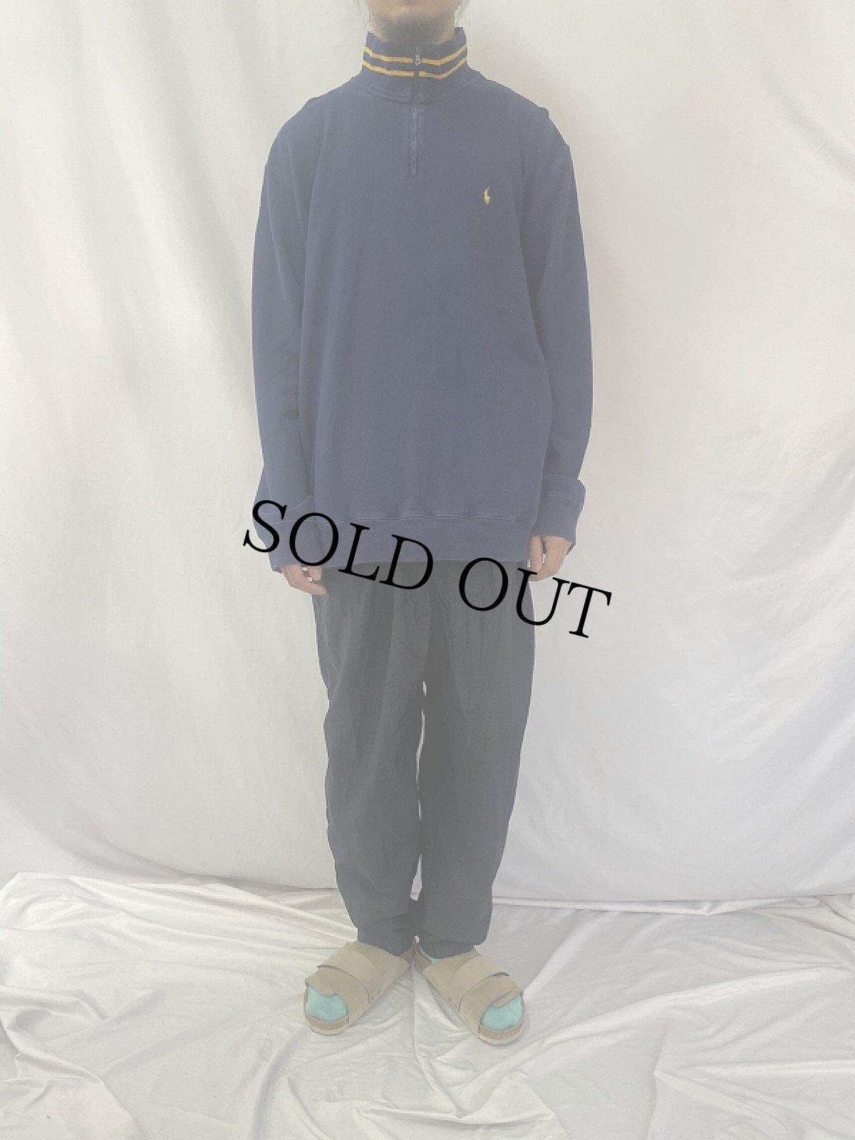 画像2: POLO Ralph Lauren ハーフジップ ハイネックスウェット NAVY XXL (2)