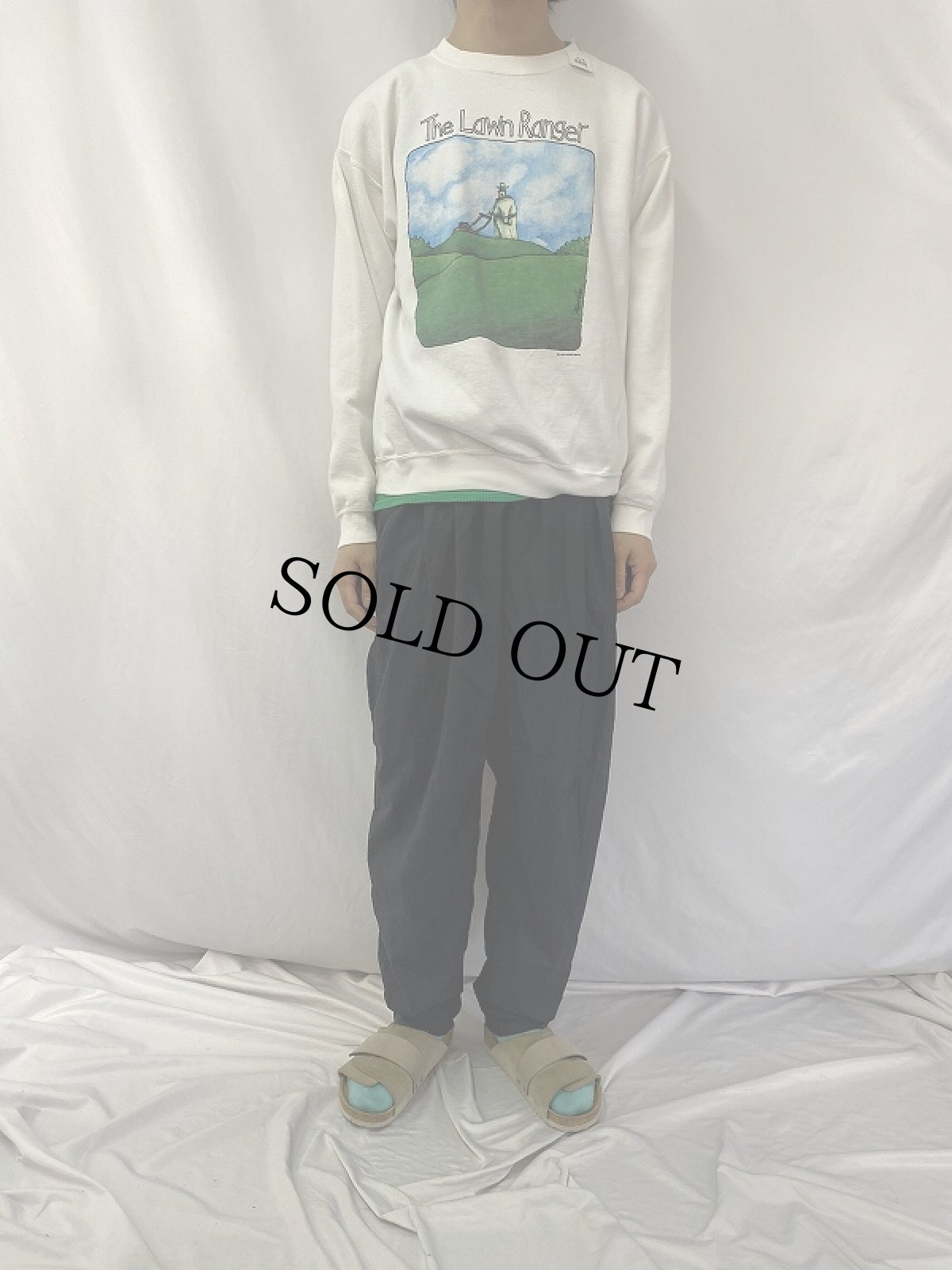 画像2: 90's USA製 "The Lawn Ranger" イラストプリントスウェット XL (2)
