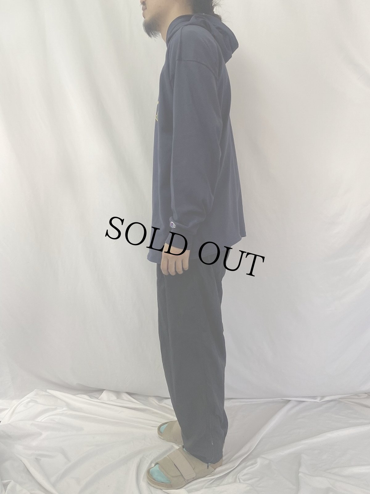 画像3: 90's Champion USA製 "NOTRE DAME IRISH" ロゴプリントスウェットフーディー NAVY XL (3)