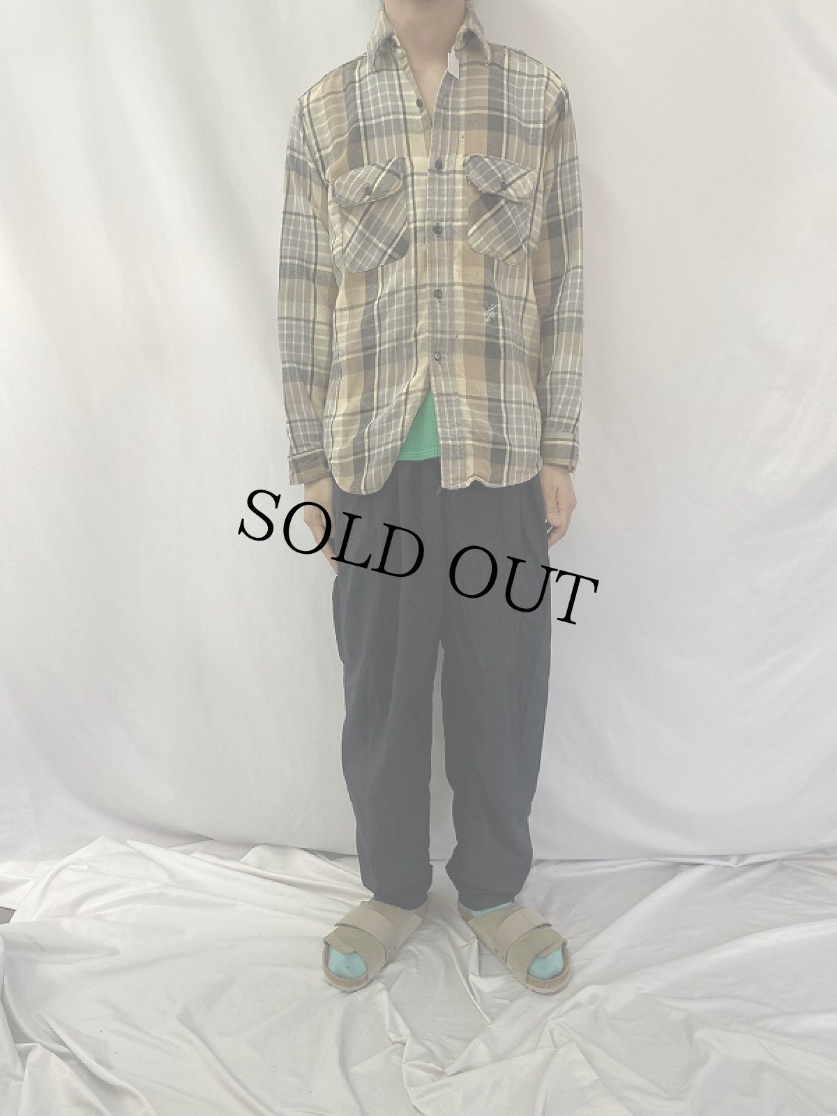 画像2: 80's FIVE BROTHER USA製 チェック柄 ヘビーネルシャツ M (2)