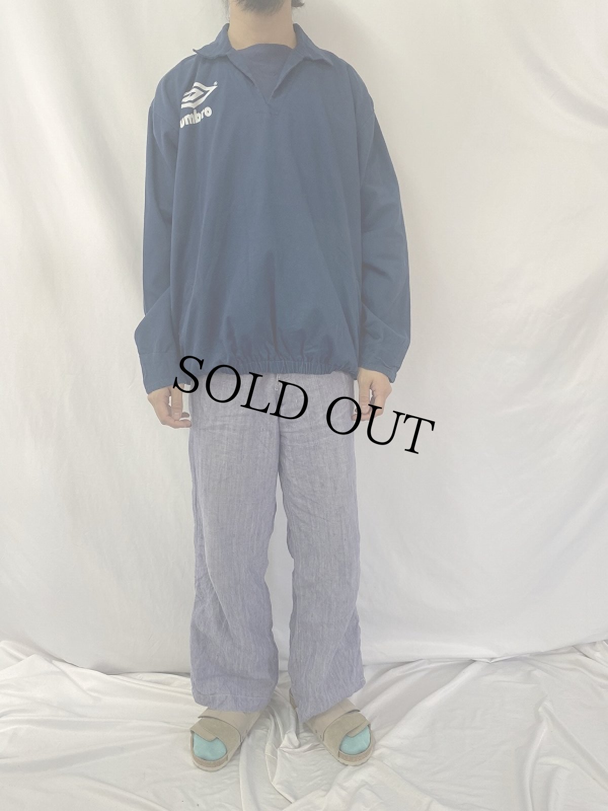 画像2: 90's UMBRO スキッパーシャツ NAVY XL (2)