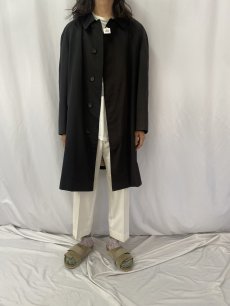 画像2: 80〜90's Burberrys' ENGLAND製 "ポリエステル×コットン" ステンカラーコート BLACK SIZE42 (2)