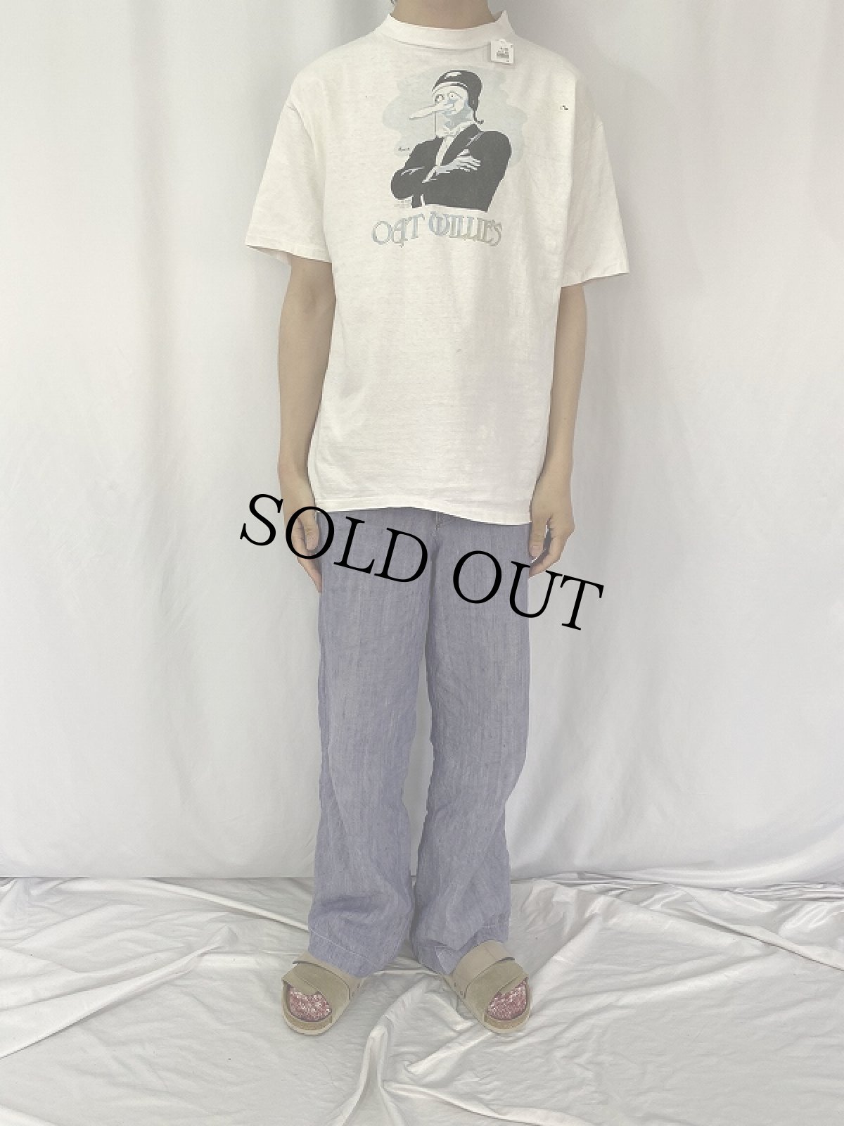 画像2: 90's Oat Willie's USA製 タバコショッププリントTシャツ XL (2)