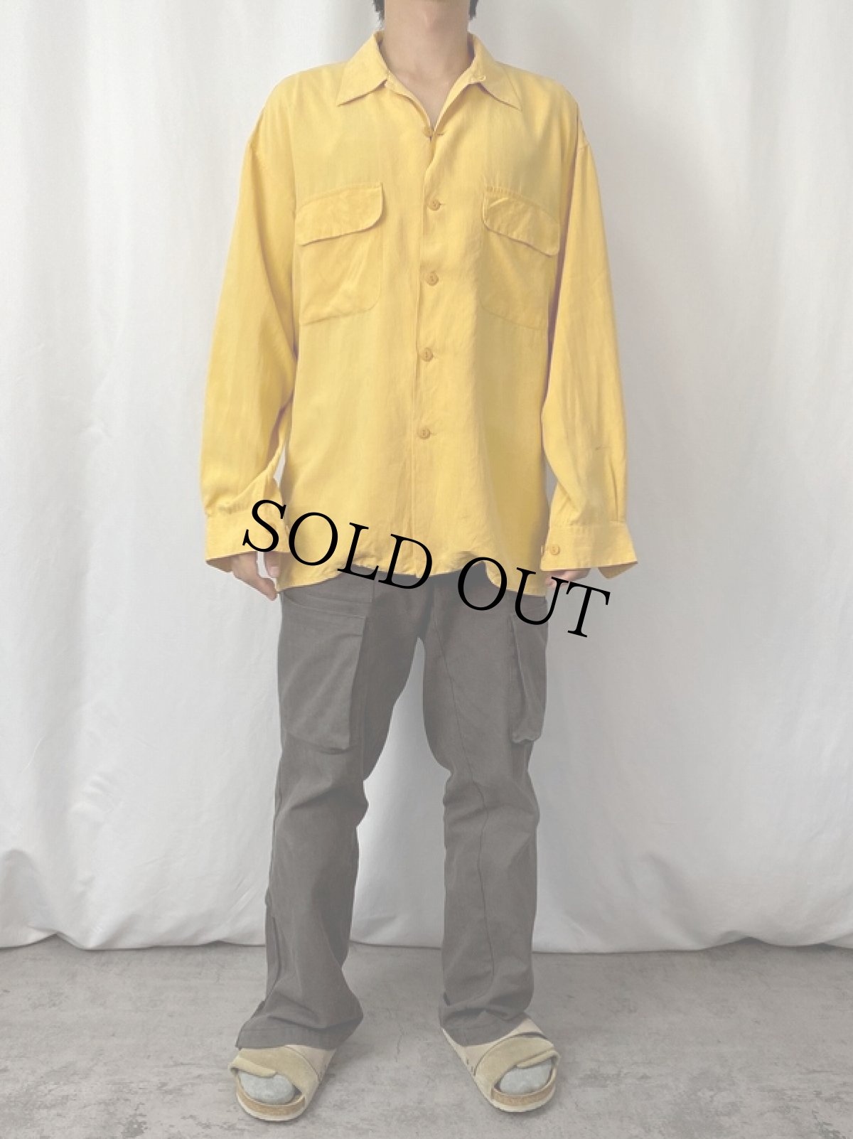 画像2: EURO 90's EQUIPMENT FRANCE製 シルク オープンカラーシャツ M (2)