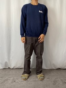 画像3: 90's FedEx USA製 企業ロゴプリントスウェット NAVY M (3)