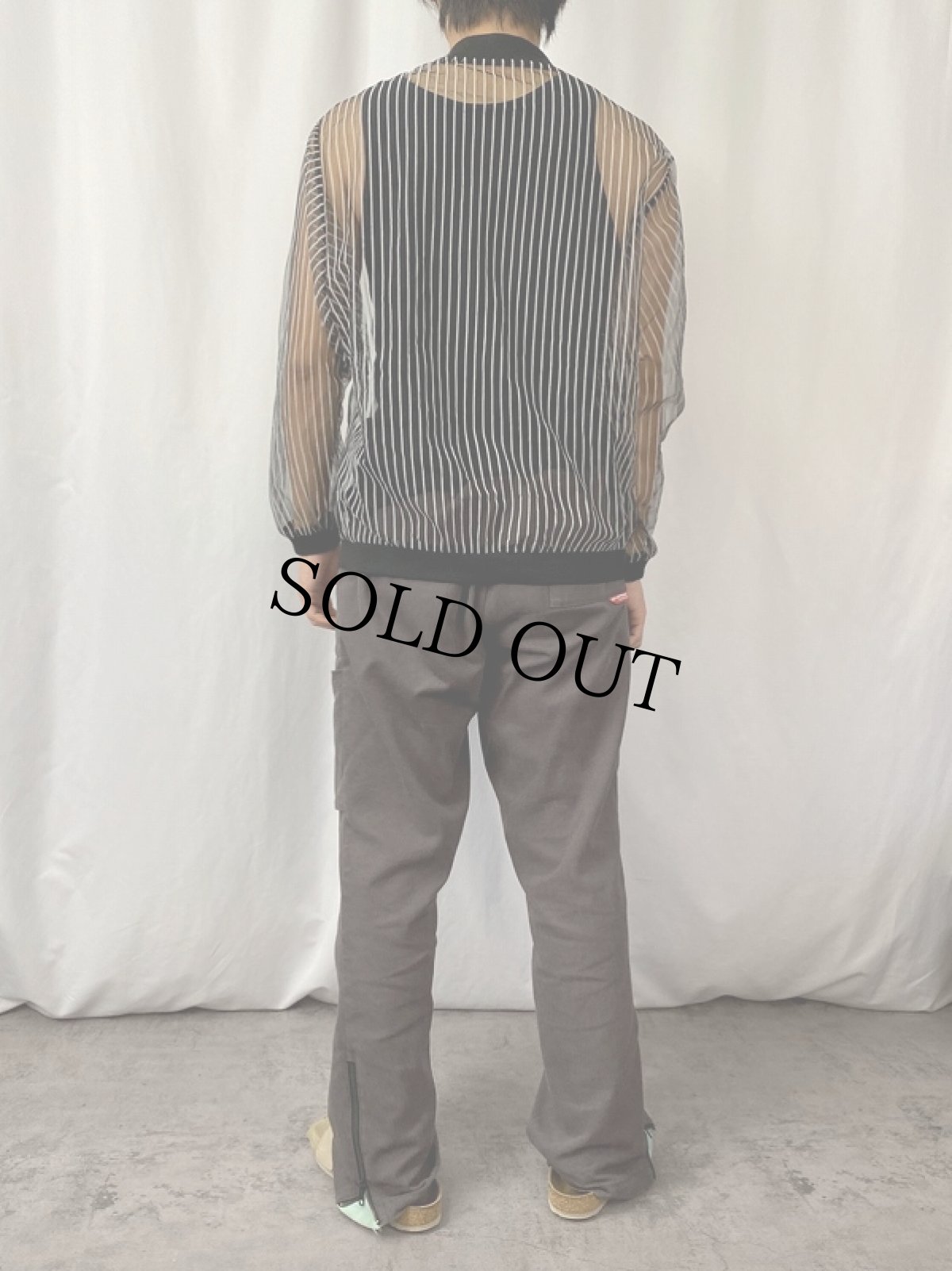 画像3: ストライプ柄 シースルージャケット BLACK (3)