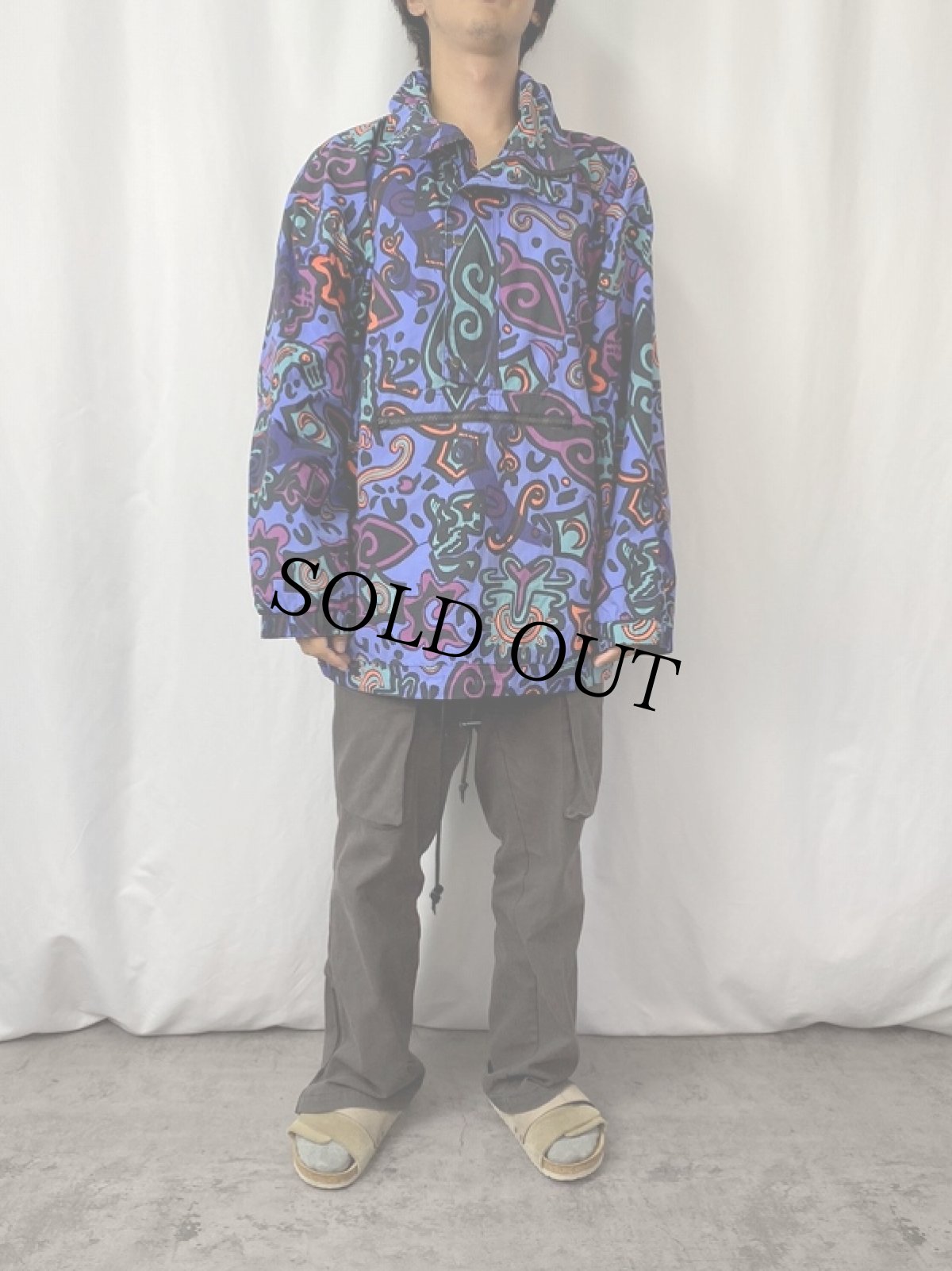 画像2: Entrant SUPERSOFT Fabric アート柄 ナイロンアノラックパーカー M (2)