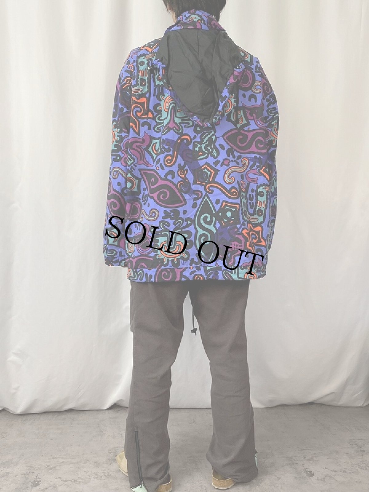 画像3: Entrant SUPERSOFT Fabric アート柄 ナイロンアノラックパーカー M (3)