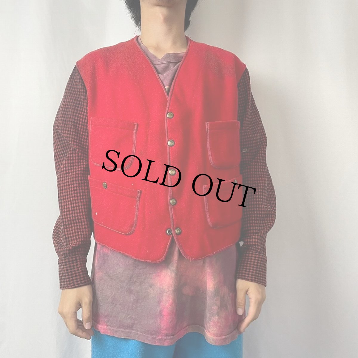 画像2: 50's Woolrich 針刺しシンチバック 切り替えデザイン メルトンカーディガン SIZE44 (2)