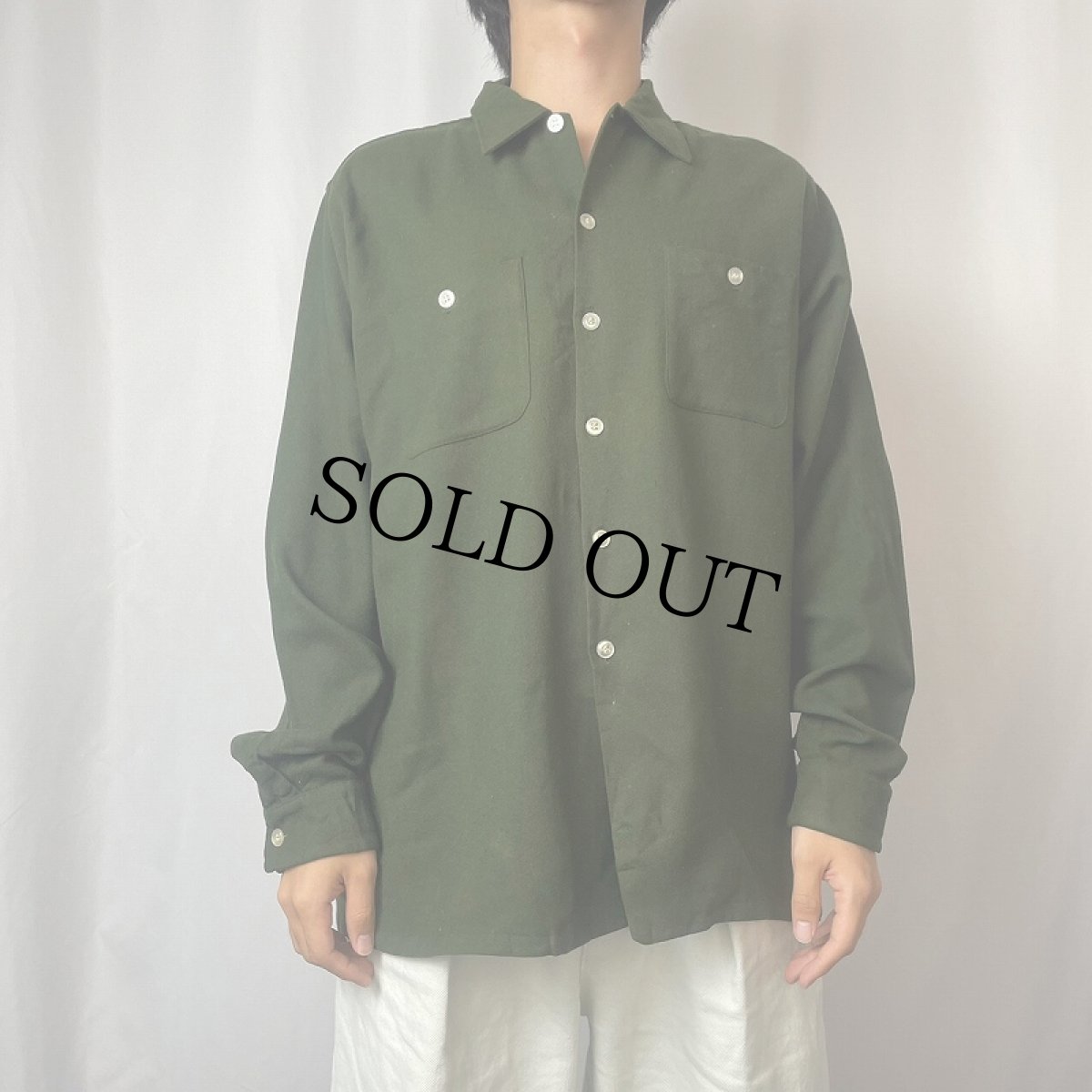 画像2: 60〜70's PURITAN USA製 "AQUA WOOL" ウールシャツ L (2)