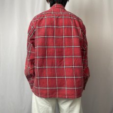画像3: 60's チェック柄 オープンカラー プリントネルシャツ (3)