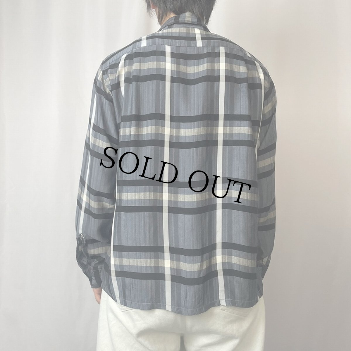 画像3: 50〜60's Sandy Mac Donald チェック柄 オープンカラーシャツ M (3)