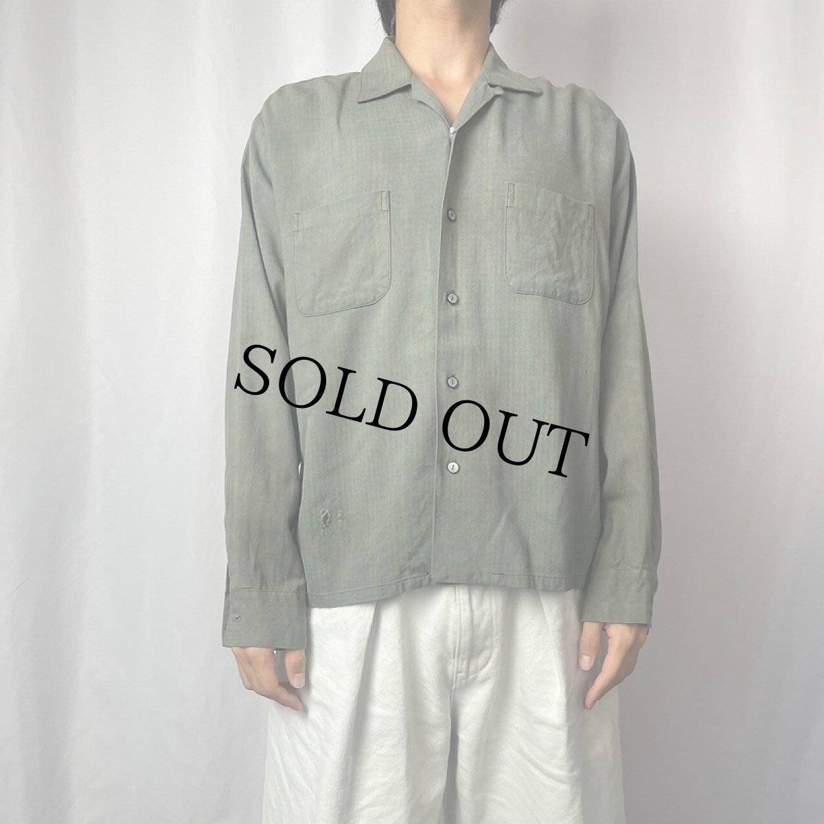 画像2: 60's Da Vinci オンブレーチェック柄 オープンカラーシャツ L (2)