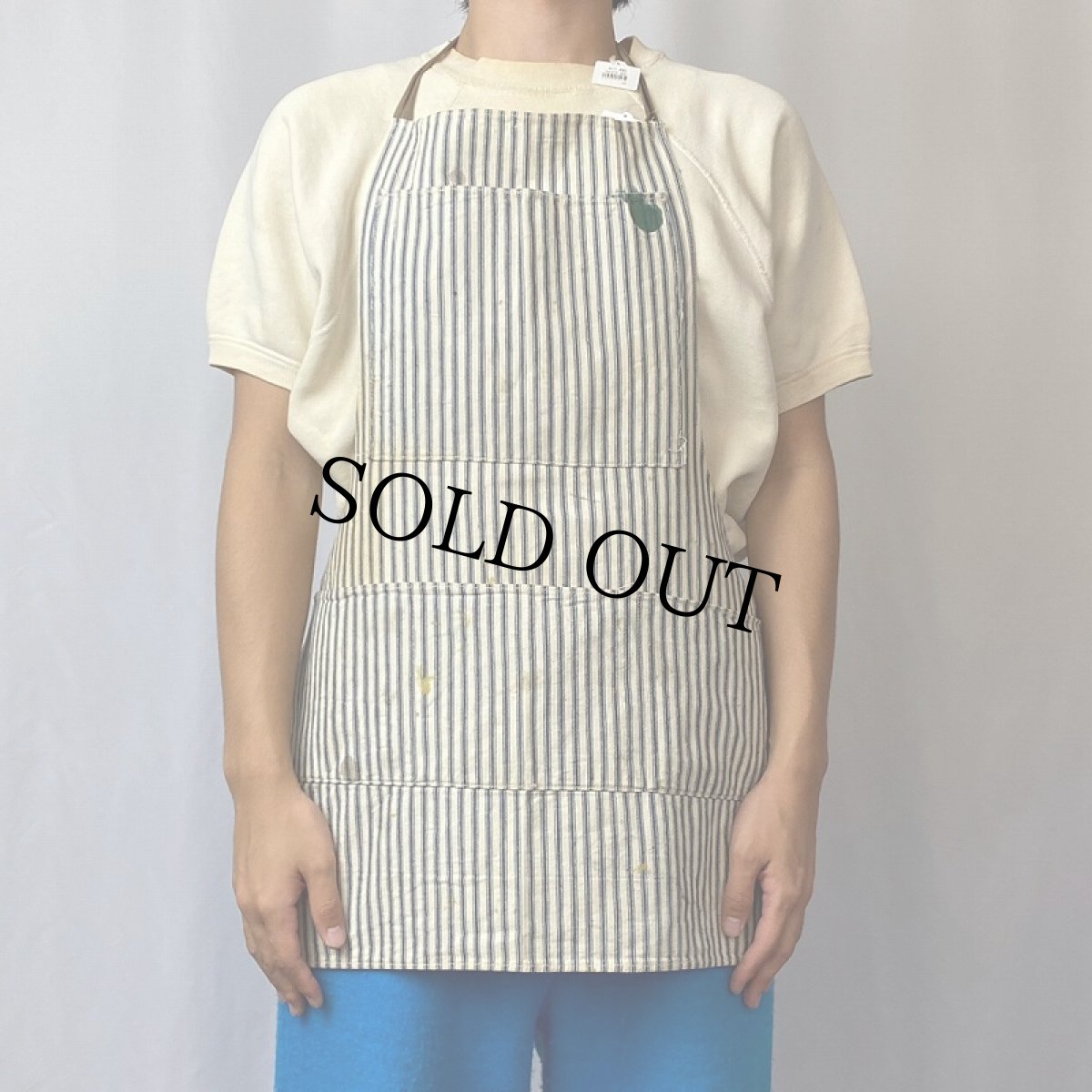 画像2: VINTAGE ストライプ柄エプロン (2)