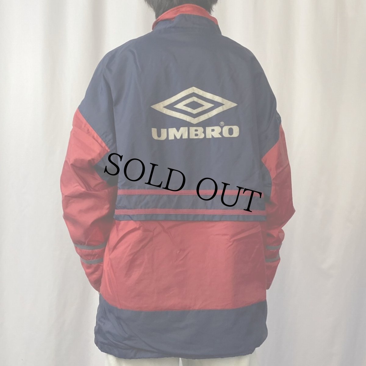 画像3: 90's UMBRO イングランド代表エンブレム刺繍 ナイロンベンチコート NAVY L (3)