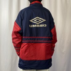 画像3: 90's UMBRO イングランド代表エンブレム刺繍 ナイロンベンチコート NAVY L (3)