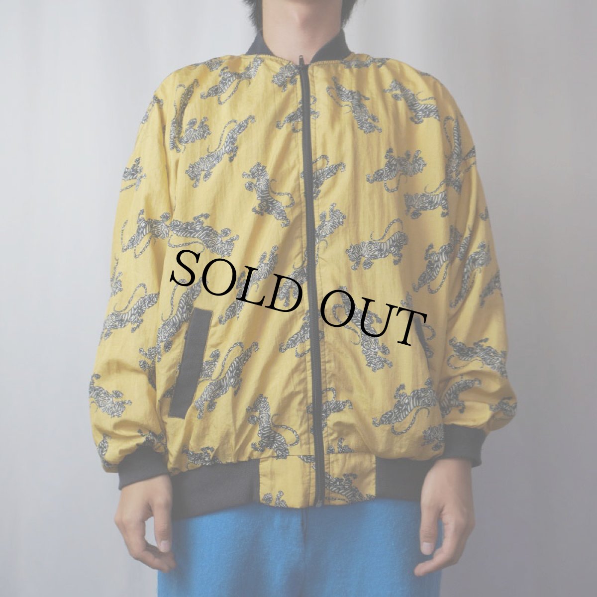 画像2: 90's〜 ADOLFO SPORT 虎柄 ナイロンジップジャケット L (2)