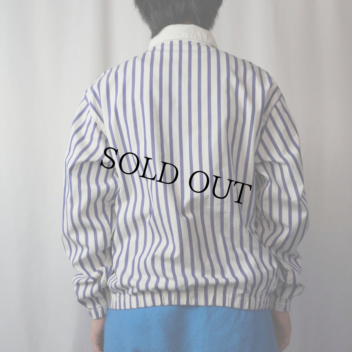 画像3: 90's POLO SPORT Ralph Lauren ストライプ柄 ロゴ刺繍コットンジップジャケット S (3)