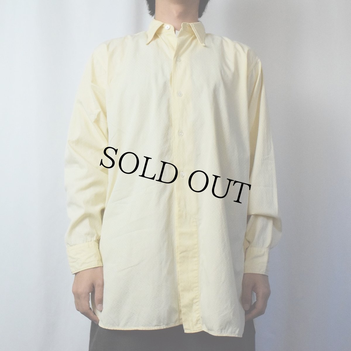 画像2: 〜40's SANFORIZED 織柄 マチ付きコットンシャツ (2)